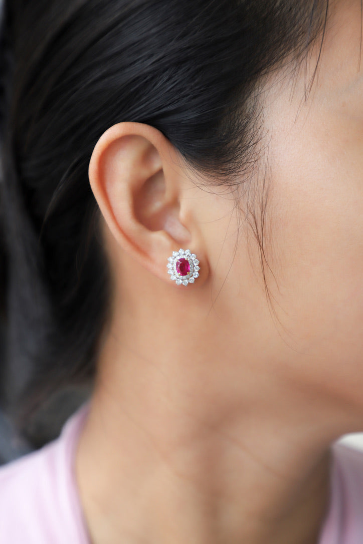 Ruby Double Halo Studs